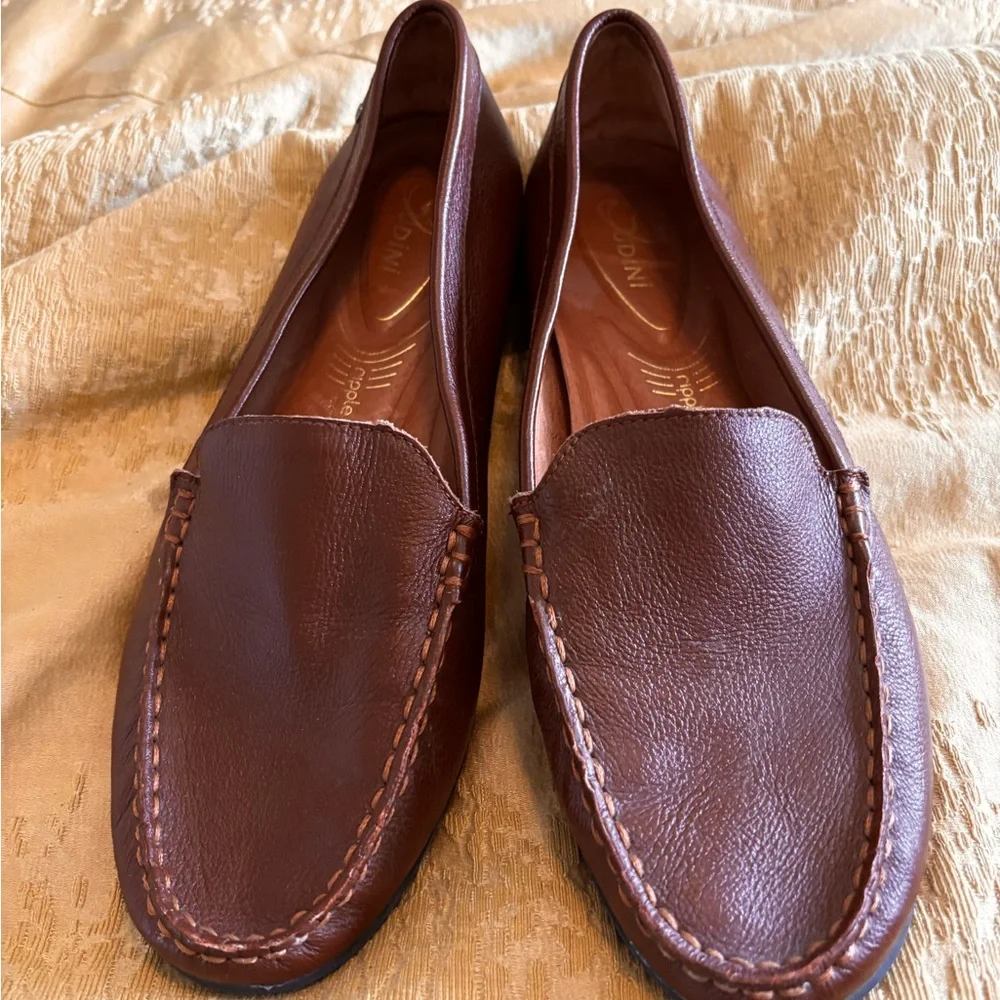 Sudini Brown Leather soft loafers size 10 medium - Picture 4 of 10